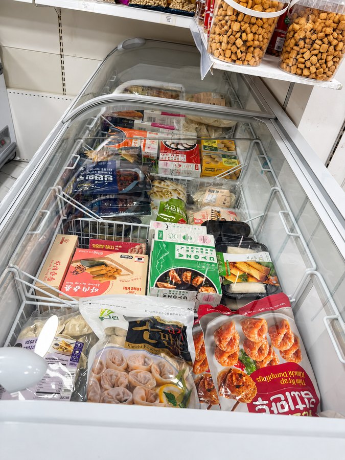 Frozen dumplings and spring rolls